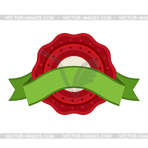 Badge with ribbon. Winning award, prize or medal - color vector clipart