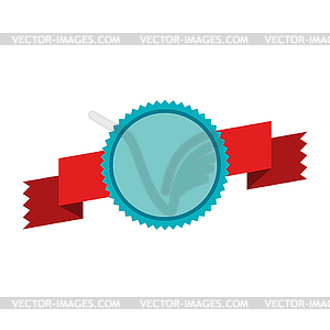 Badge with ribbon. Winning award, prize or medal - vector clip art