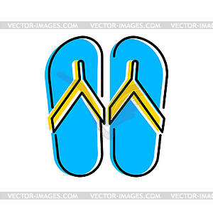 Beach flip flops. Summer image for holiday or - vector clip art