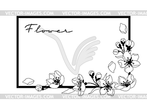 Frame with spring flowers. Apple, sakura or cherry - vector clipart