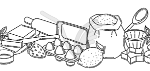 Pattern with bakery utensils. Cooking tools for hom - vector clip art