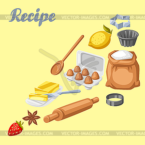 Background with bakery utensils. Cooking tools for - vector clip art