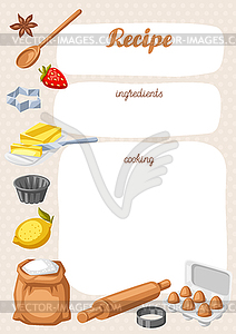 Background with bakery utensils. Cooking tools for - vector image