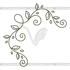 Floral curling corner. Decorative nature swirling - royalty-free vector image