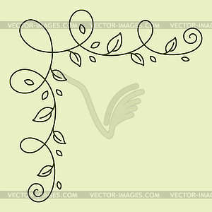 Floral curling corner. Decorative nature swirling - vector clip art