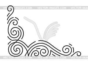 Line curl corner. Modern decorative linear element - vector clip art