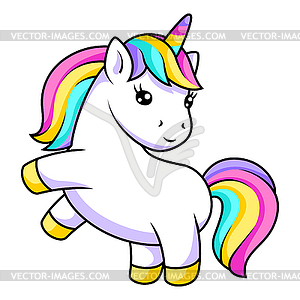 Unicorn. Happy birthday party item - vector image