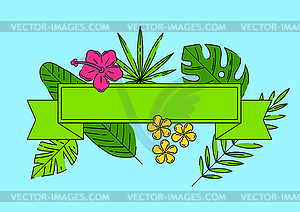 Ribbon with stylized palm leaves. Decorative - vector image