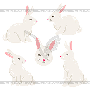 Set of cute Easter bunnies - royalty-free vector clipart