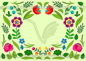 Frame with pretty flowers. Beautiful decorative - vector clipart