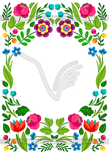 Frame with pretty flowers. Beautiful decorative - vector clip art