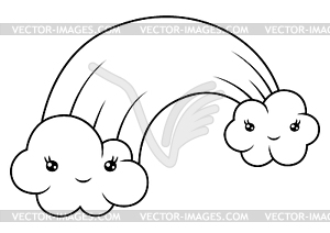 Cute kawaii rainbow with clouds. Funny seasonal - vector image