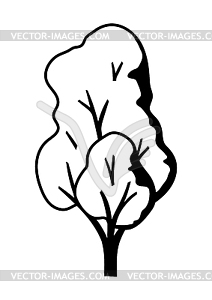Stylized tree with leaves. Natural summer or - white & black vector clipart