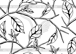 Pattern with branches and leaves. Spring or summer - vector image