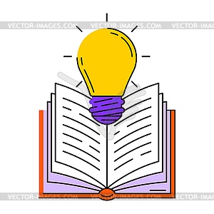 Light bulb and book. Idea concept . Image for - vector clip art