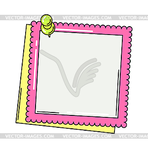 Paper note with pin. Frame or background for - vector image