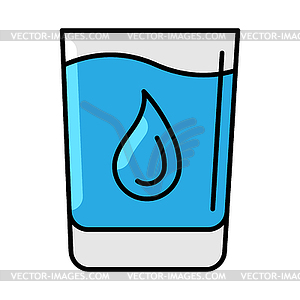 Glass of water icon. Aqua or liquid thin line  - vector clipart / vector image