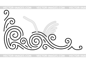 Line curl corner. Modern decorative linear element - royalty-free vector clipart