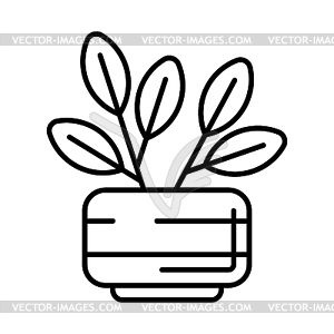 Flower in pot icon. Home decor element thin line  - vector image