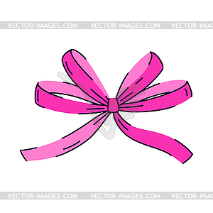 Satin bow . Ribbon with knot for gift card and - vector image