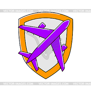 Airplane insurance icon. Air travel and tourism item - vector clipart