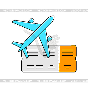 Airplane with boarding pass icon. Air travel and - vector clipart