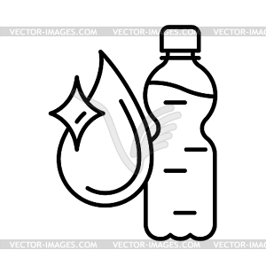 Plastic bottle with water drop icon. Aqua or - vector image