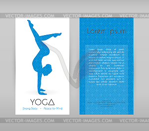 Woman doing yoga asanas, flyers - vector clip art