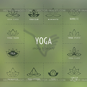 Набор логотипов для студии йоги - цветной векторный клипарт