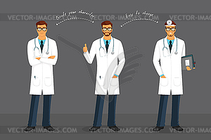 Man doctor in various poses - vector clipart / vector image