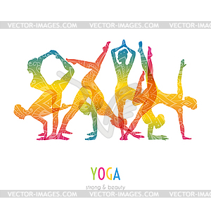 Woman doing yoga asanas - vector clip art