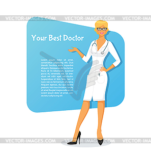 Woman doctor in white uniform - vector clip art