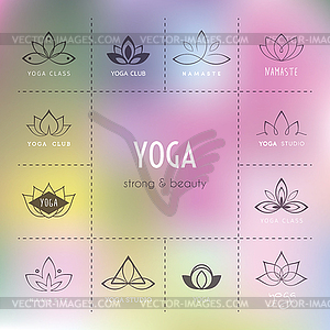 Set of logos for yoga studio - vector image