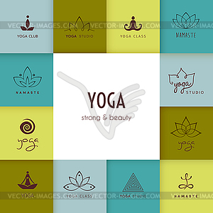 Набор логотипов для студии йоги - изображение векторного клипарта