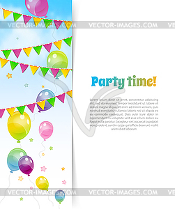 Party banner with flags and ballons - vector image