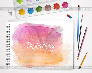 Art process with watercolor - vector EPS clipart