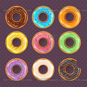 Colorful donuts sweet set - vector clipart