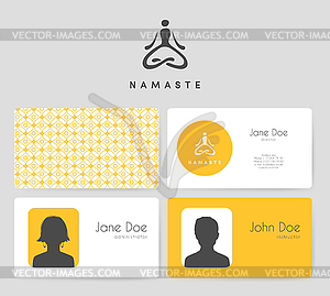 Logo and business cards for yoga studio - vector clipart