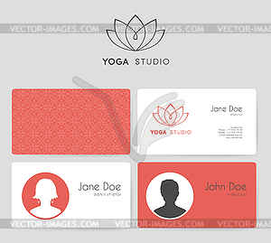 Logo and business cards for yoga studio - vector image