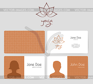 Логотип и визитки для студии йоги - векторный графический клипарт