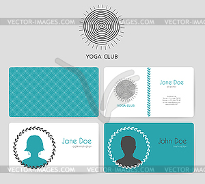 Logo and business cards for yoga studio - vector clipart