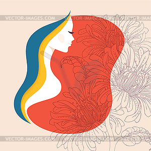 Beautiful woman with floral elements - vector image