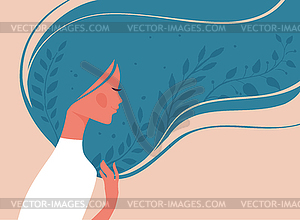Beautiful woman with floral elements - vector image