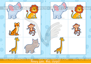 Memory Game for Kids. Find difference. Educational - vector clip art