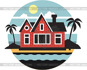 House by River - vector EPS clipart