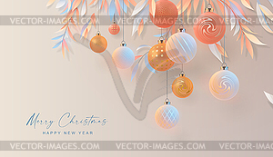 Merry Christmas and Happy New Year banner - vector clipart