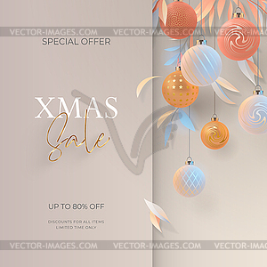 Merry Christmas and Happy New Year banner - vector image