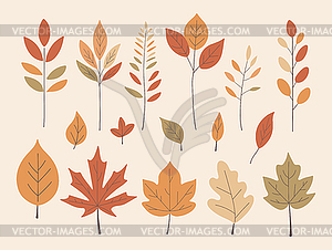 Seasonal banner with autumn leaves in cartoon style - vector image