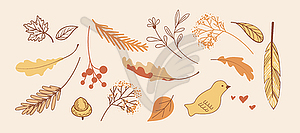 Seasonal banner with autumn leaves in cartoon style - vector image