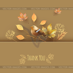 Autumn Poster with bird - vector clipart